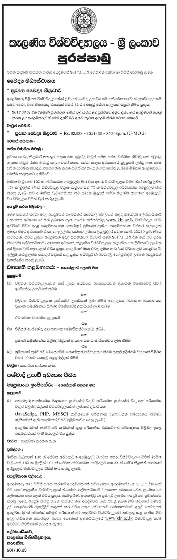 Project Manager, Software Engineer, Chief Medical Officer - University of Kelaniya